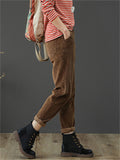 Elastic Corduroy Washed Thicken Autumn Women's Pants