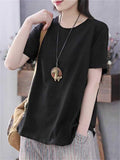 Comfort Round Neck Solid Color T-Shirts for Petite Woman