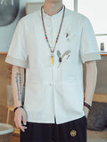 Casual Embroidered Stand Collar Shirts