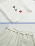 Mandarin Style Drawstring Linen Pocket Pants