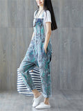 Casual Printed Pockets Denim Jumpsuits