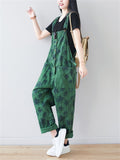 Coconut Tree Printed Button Jumpsuits