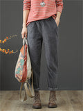 Elastic Corduroy Washed Thicken Autumn Women's Pants