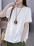 Comfort Round Neck Solid Color T-Shirts for Petite Woman