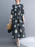 Polka Dot Printed Linen Dress for Summer