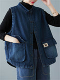 Women's Sleeveless Casual Solid Jackets