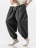 Men's Drawstring Ankle-Banded Warm Pants for Winter