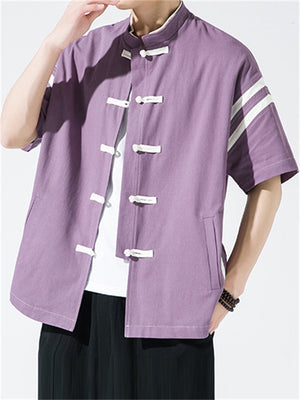 Chinese Style Retro Contrast Color Men's Shirts