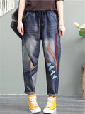 Fashion Printed Splice High-waist Jeans