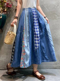 Lattice Patchwork New High Waisted Lady Skirts