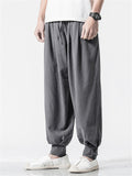 Solid Color Linen Ankle-Banded Pants