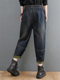 Women's Retro Patchwork Design Harem Denim Pants