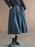 Cozy High Waisted Plaid Linen Skirts For Women