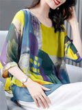 Loose Chiffon Printed Short Sleeve Shirts