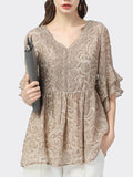 Women's Elegant V-neck Lace Chiffon Shirts