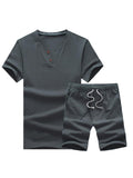 Men's 2 Piece Cotton Linen Short Sets for Summer