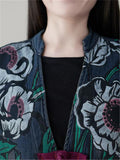 Women's Vintage Floral Printed Casual Loose Long Jacket
