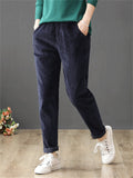 Elastic Corduroy Washed Thicken Autumn Women's Pants