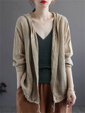 Cotton Linen New Hooded Female Jackets