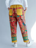 Printed Drawstring Straight Leg Pants With Pockets