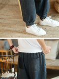 Casual Drawstring Ankle Banded Denim Pants