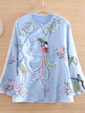 Retro Phoenix Embroideried Hanfu Shirts for Women