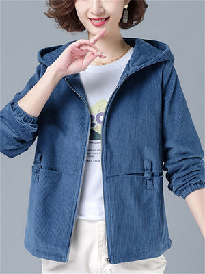 Corduroy Autumn Winter Short Female Jackets