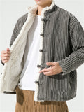 Men's Vintage Stand Collar Warm Padded Coat for Chinese New Year