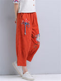 Embroidered Linen Harem Pants