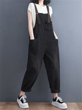 Vintage Female Loose Sleeveless Denim Jumpsuits In Stock