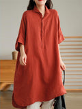 Women's Short Sleeve Casual Cotton Linen Holiday Dresses