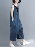 V Neck Women's Sliming Loose Casual Cropped Jumpsuits