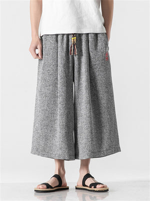 Loose Embroidery Wide Leg Pants