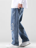 Stylish Embroidered Denim Long Pants With Pockets