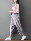 Loose Cotton Linen Printed Jumpsuits