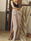 Stripe Relaxed High Waist Long Pants For Women