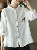 Women's Elegant Cotton Linen Long Sleeve Casual Shirts