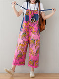 Stylish Printed Contrast Color Wide Leg Jumpsuits