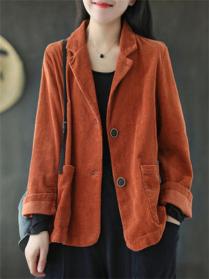 Women's Retro Fashion Corduroy Blazer Jackets