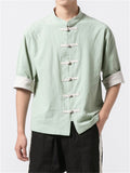 Vintage Fashion Short Sleeves Linen Shirts for Men