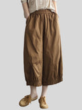 Female Summer Cotton Linen Retro Cropped Pants