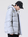 Thickened Street Fashion Glossy Hooded Down Jacket Men's Coats