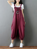 Vintage Fashion Solid Color Denim Jumpsuit