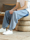 Casual Drawstring Ankle Banded Denim Pants