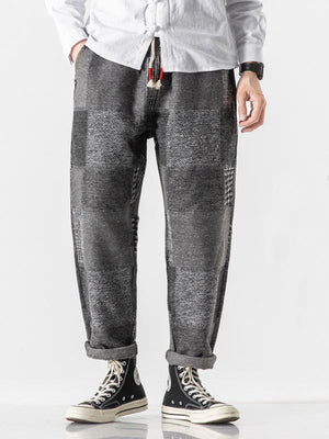 Winter Thick Loose Plaid Woolen Pants