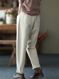 Ladies Thickened Roman Casual Elastic Waist Stitching Harem Cozy Pants