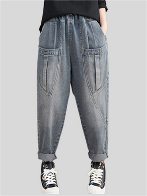 Loose Casual Multiple Pockets Harem Jeans