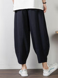 Summer Plus Size Loose Wide-Leg Cropped Linen Trousers