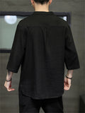Chinese Style Crane Casual Half Sleeve Men's Shirts