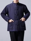 Winter Linen Cotton New Chinese Style Coats For Men